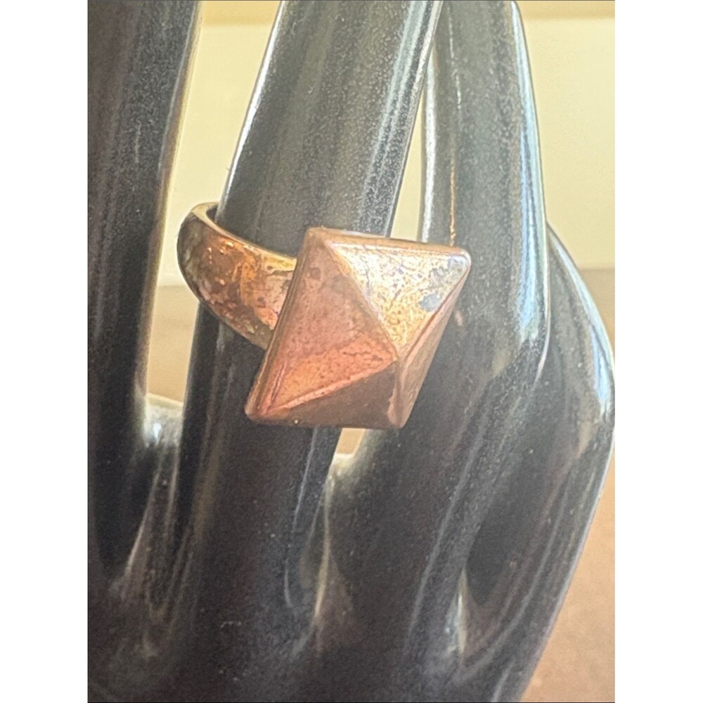 Geometric Pyramid Statement Ring in copper tone